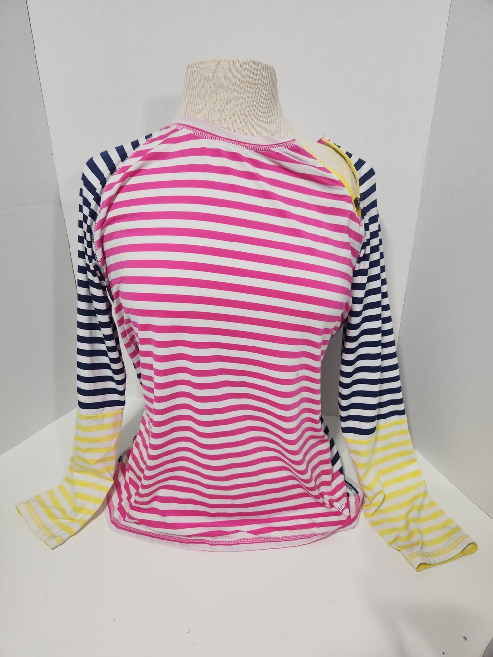 Reel Legends Pink, Navy & Yellow Striped Long-Sleeve Tee